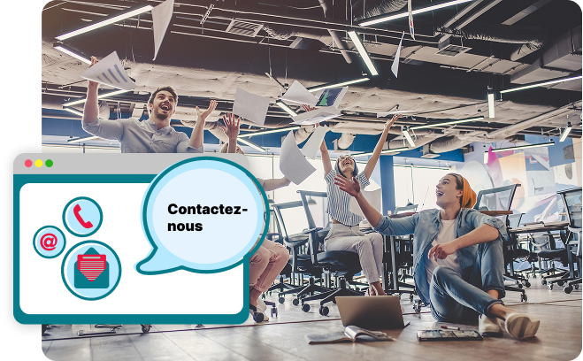 contact des personnes joyeuses dans un bureau